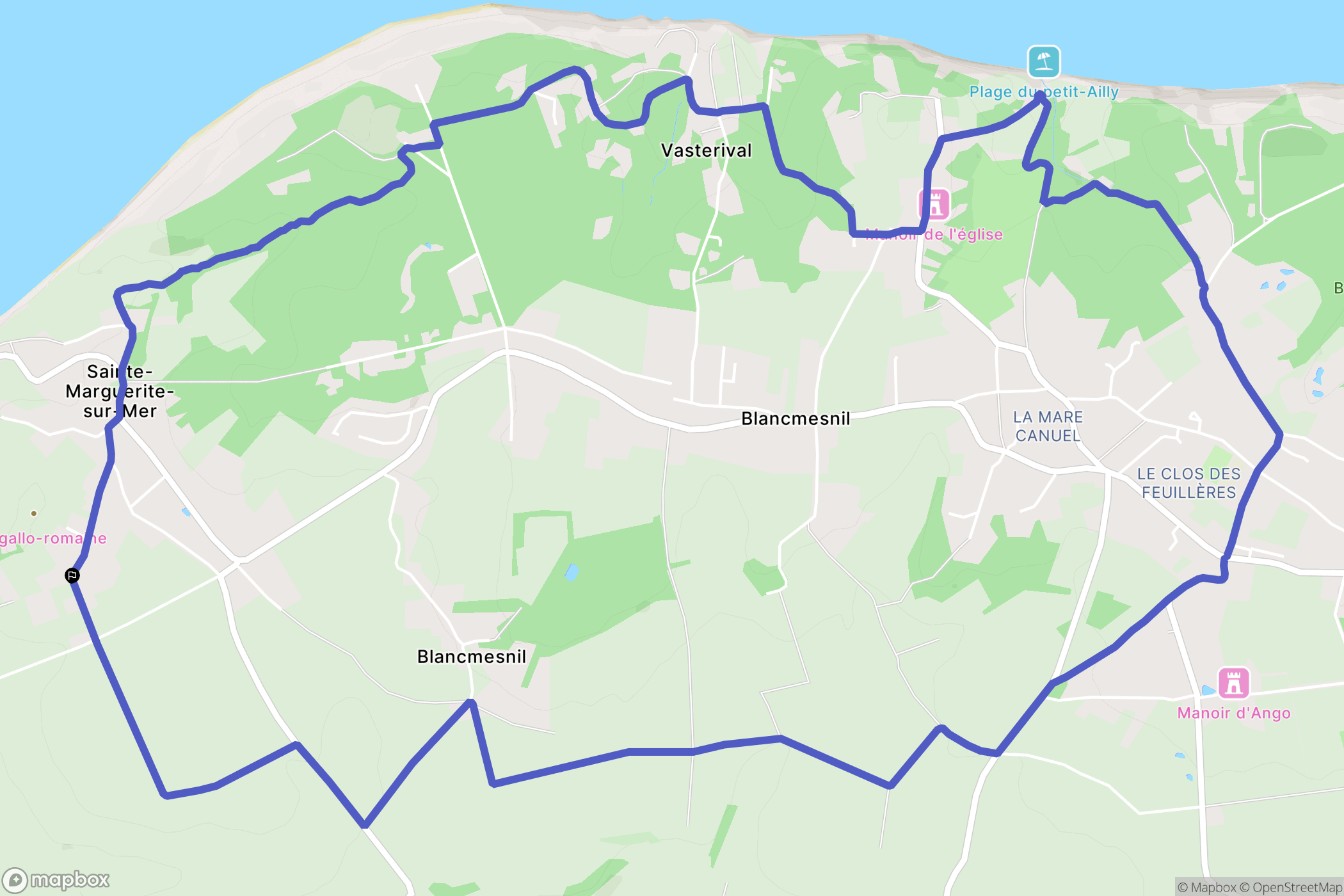 Sainte-Marguerite-sur-Mer : carte du parcours de randonnée - France