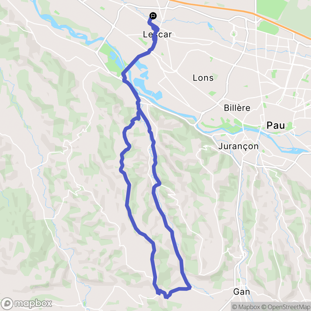 Lescar : carte du parcours de randonnée - France