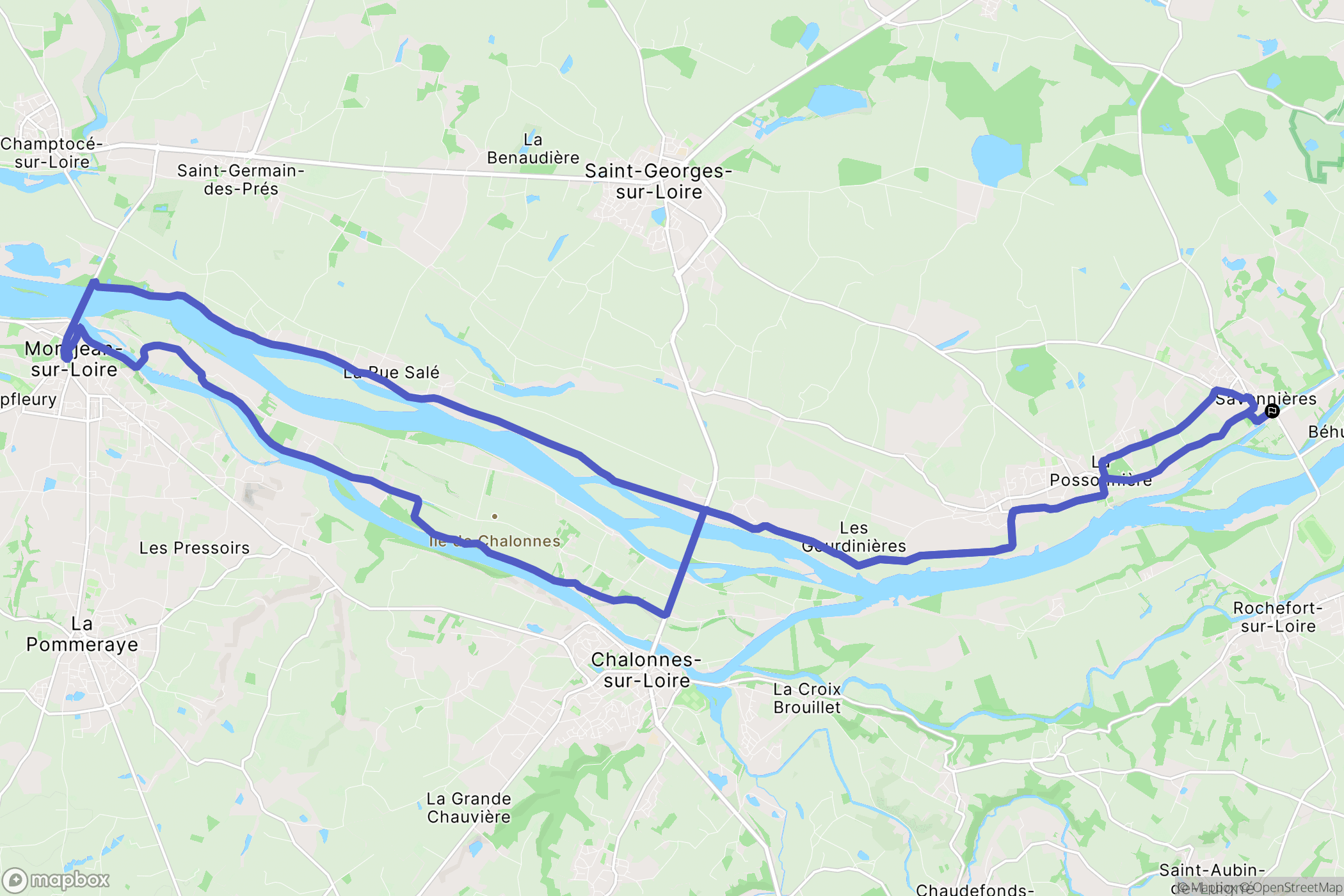 Savennières : carte du parcours de randonnée - France