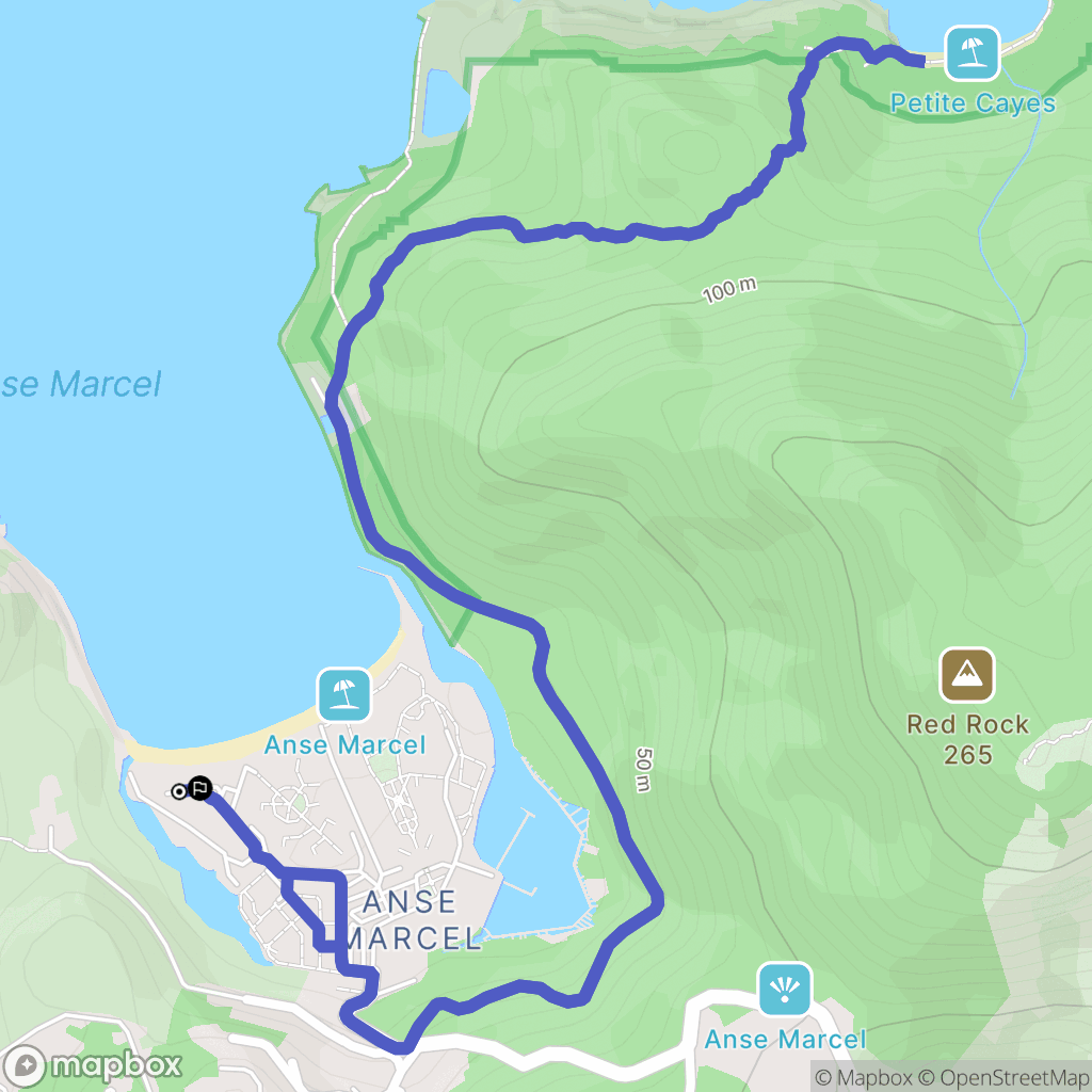 Grand Case : carte du parcours de randonnée - France