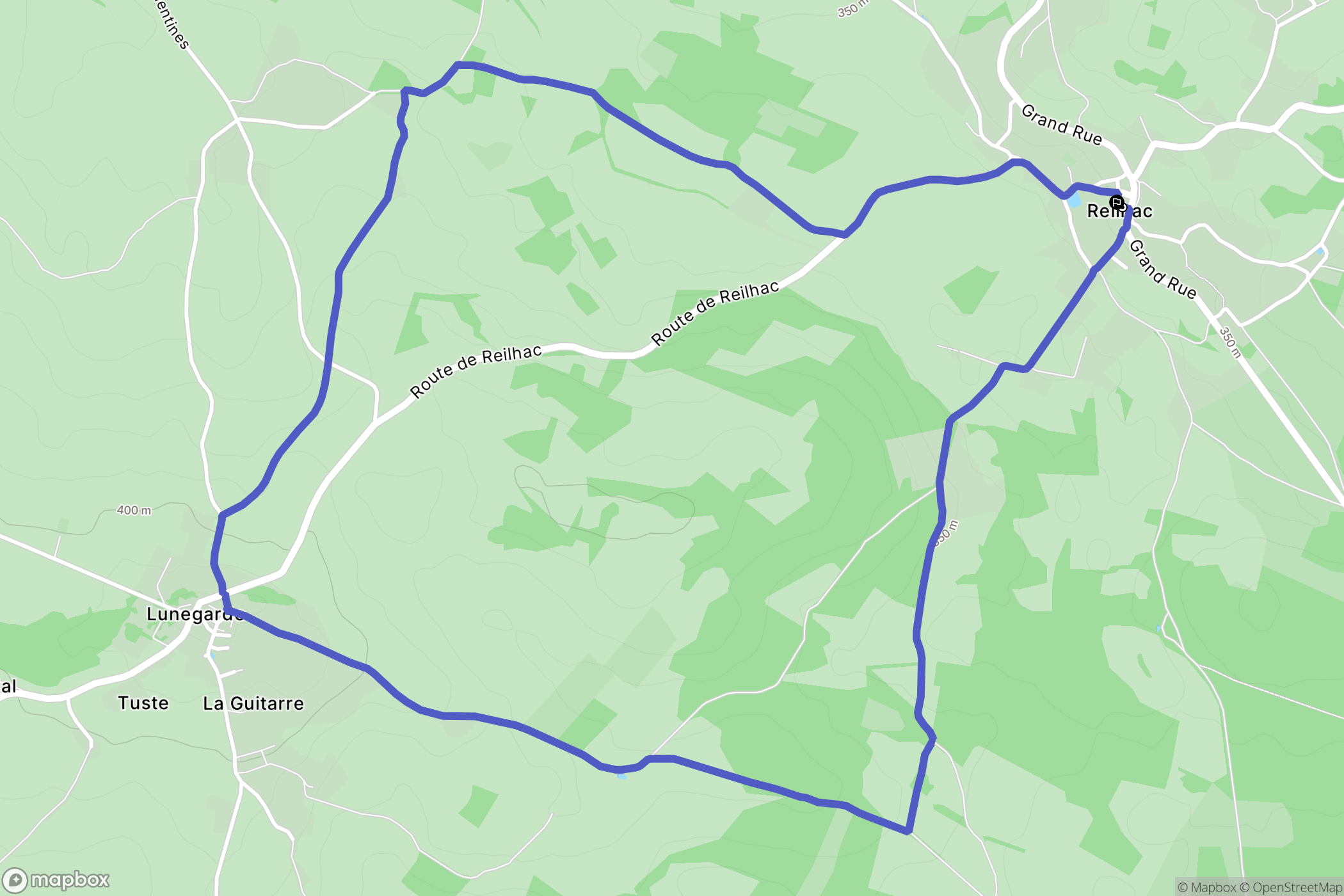 Reilhac : carte du parcours de randonnée - France