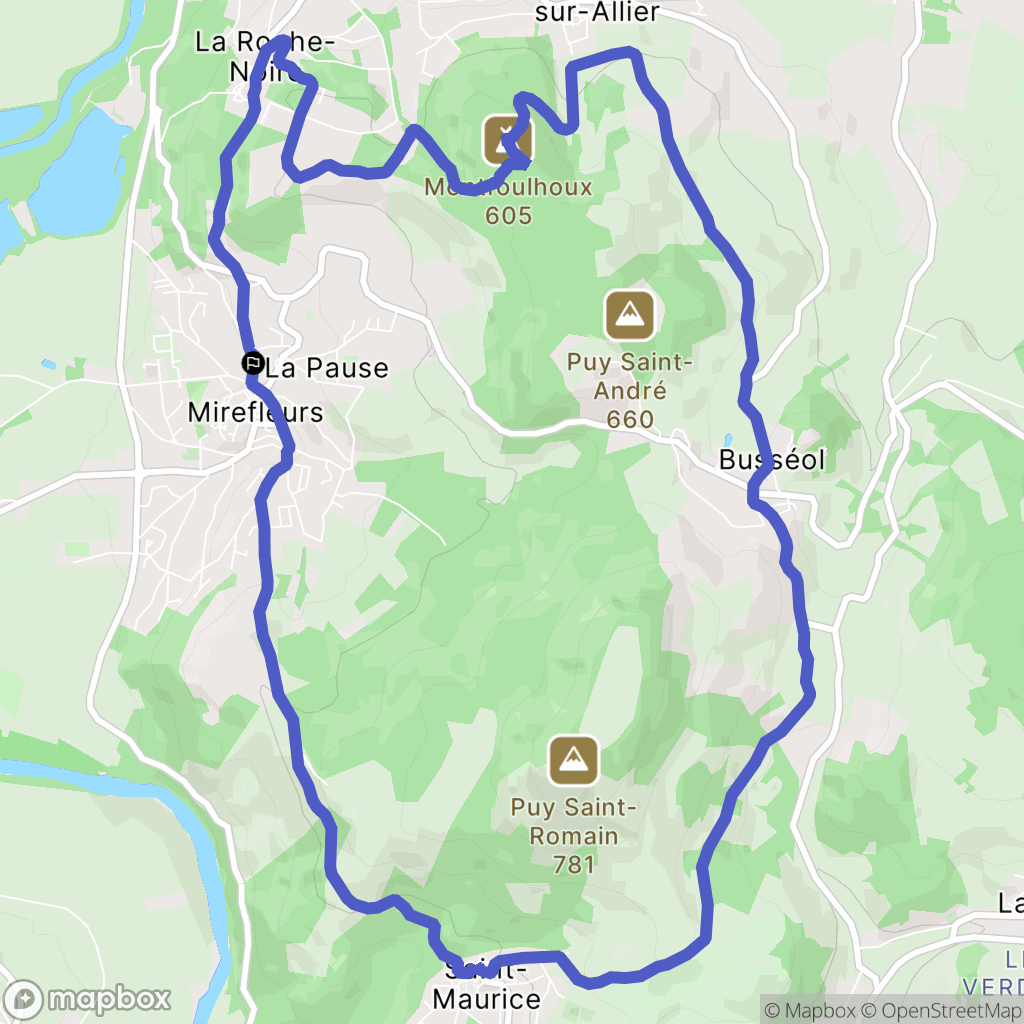 Mirefleurs : carte du parcours de randonnée - France