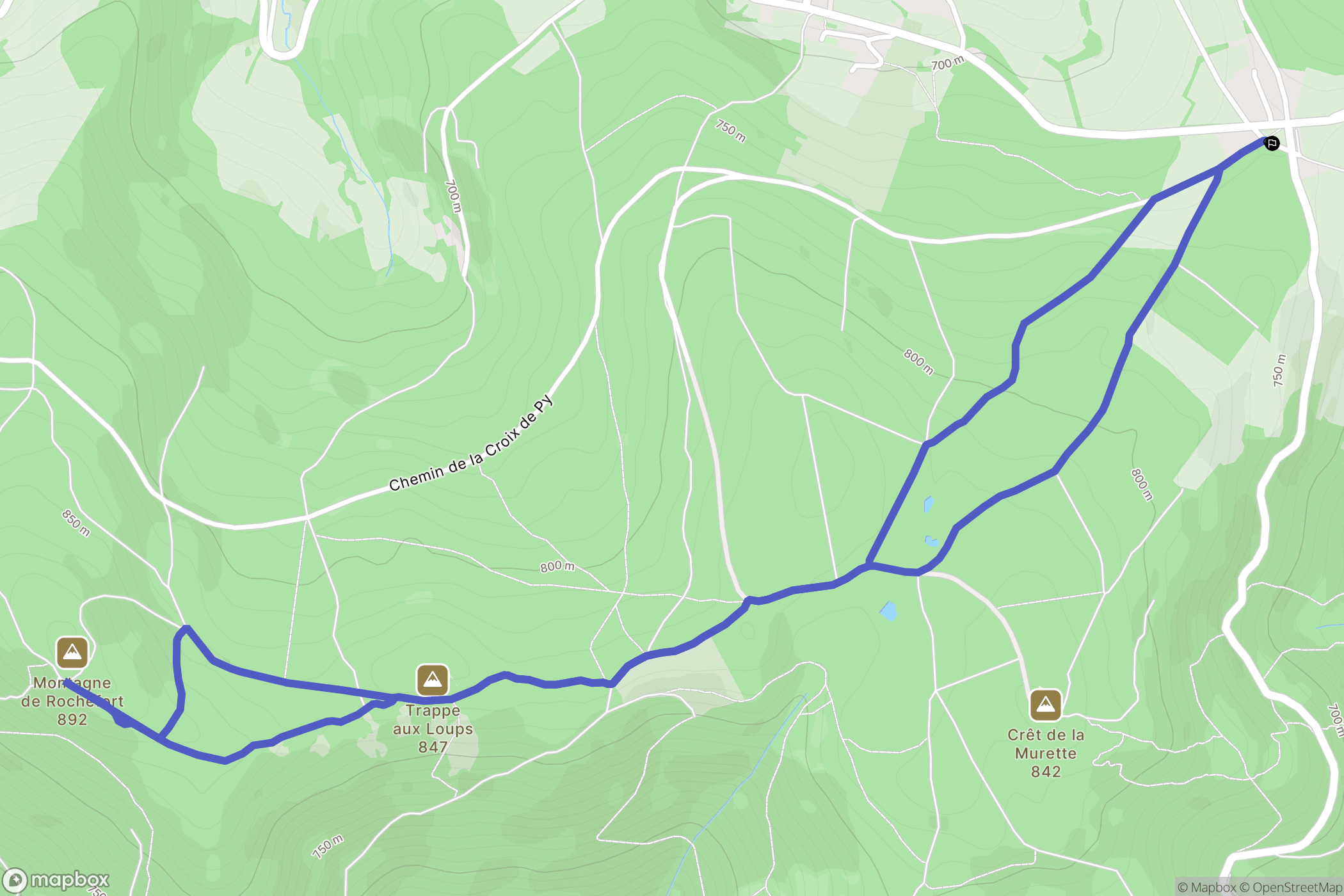 Deux-Grosnes : carte du parcours de randonnée - France