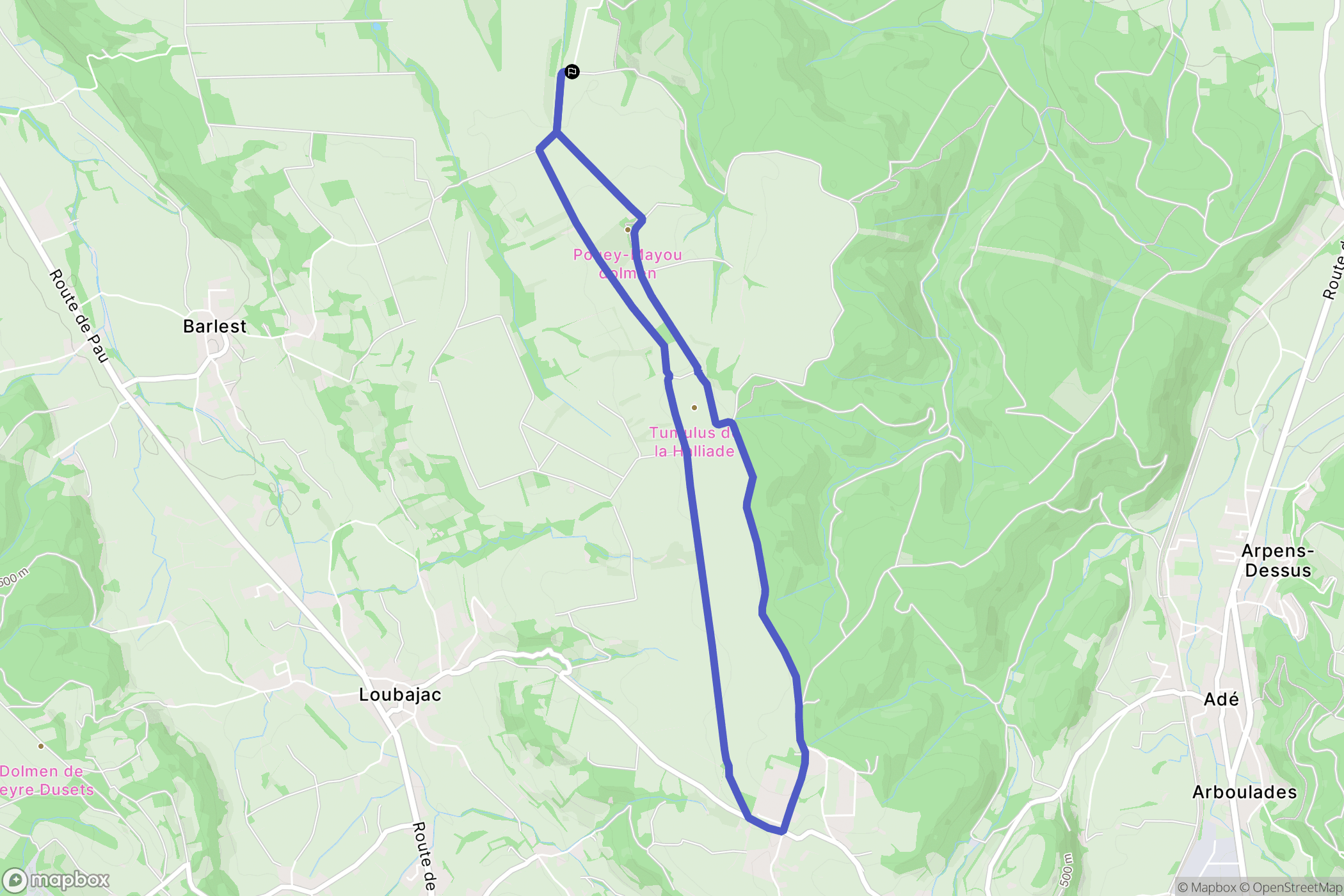 Ossun : carte du parcours de randonnée - France