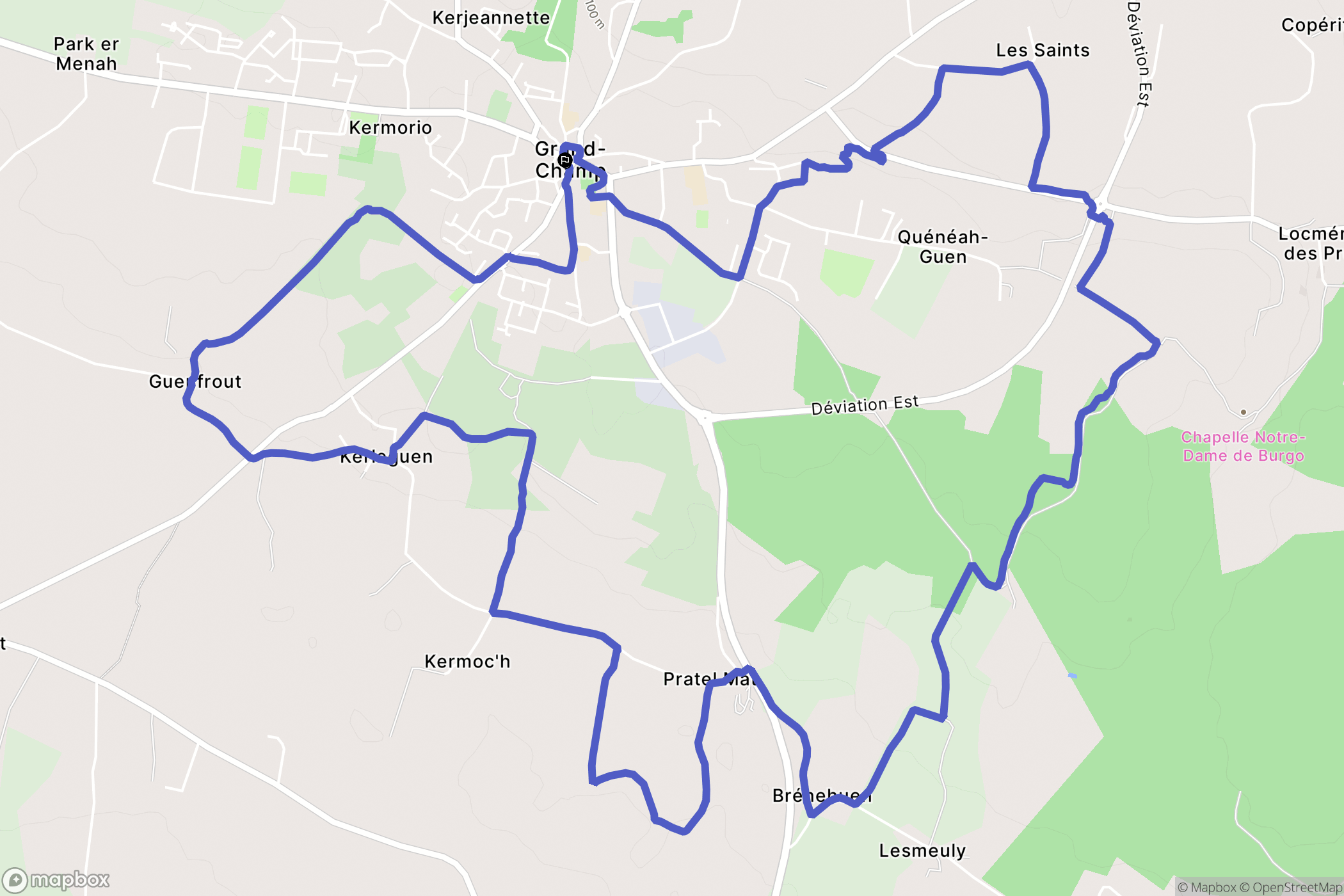 Grand-Champ : carte du parcours de randonnée - France