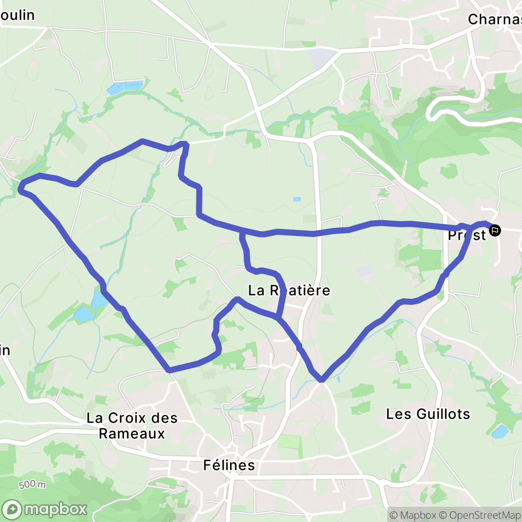 Felines : carte du parcours de randonnée - France