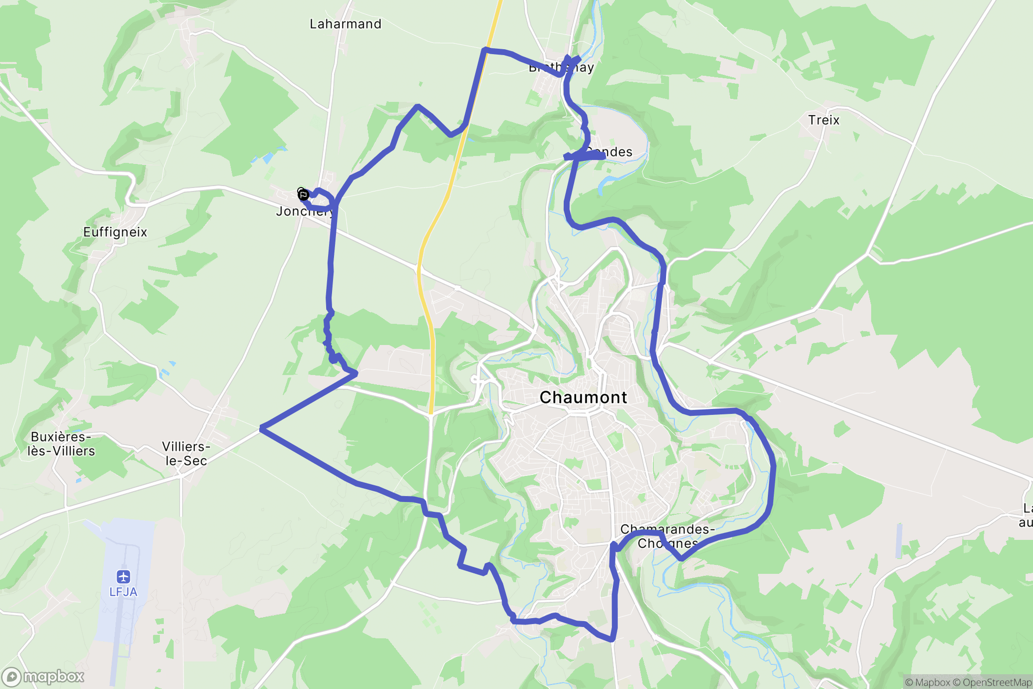 Jonchery : carte du parcours de randonnée - France