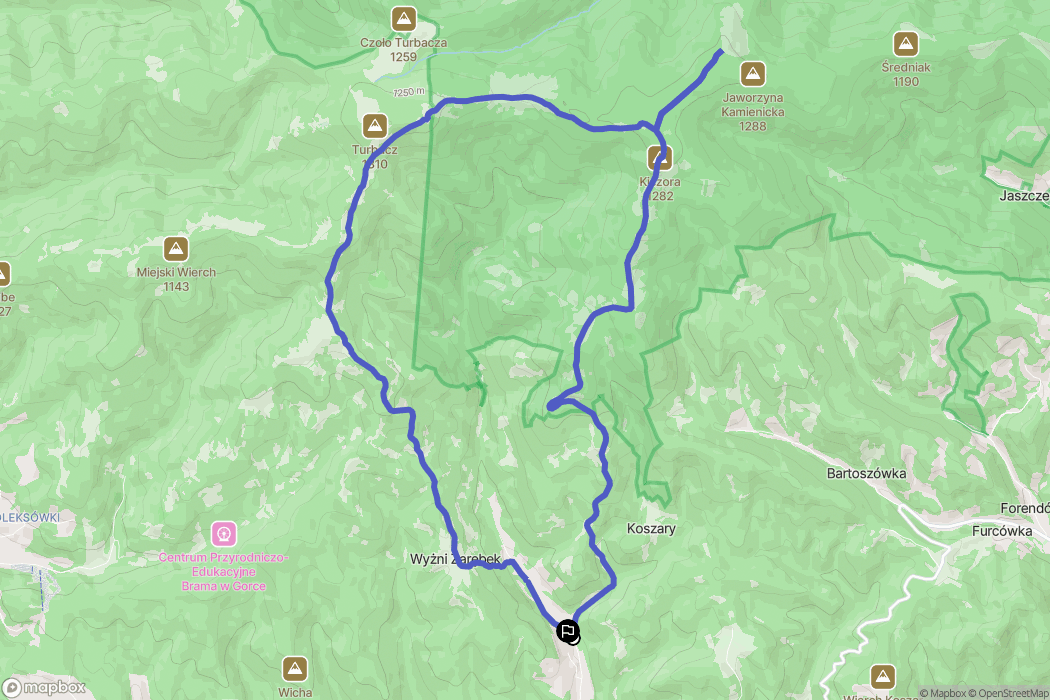 Łopuszna: mapa trasy - Poland