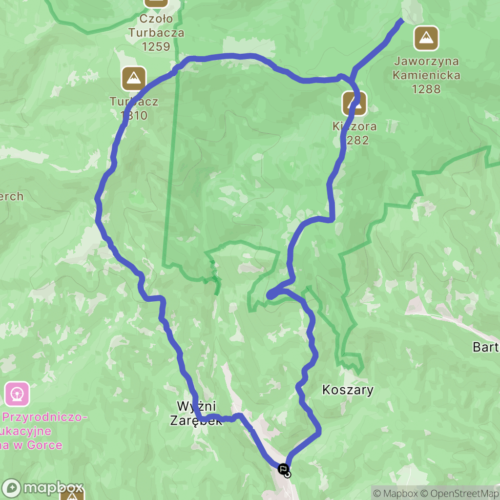 Łopuszna: mapa trasy - Poland