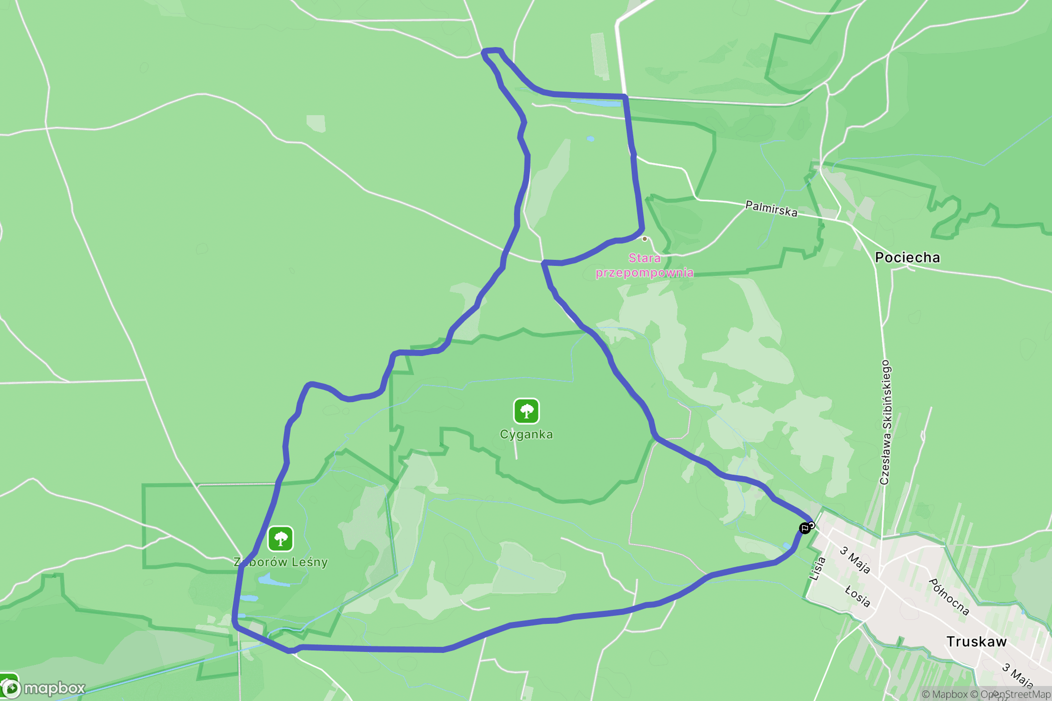 Truskaw: mapa trasy - Poland