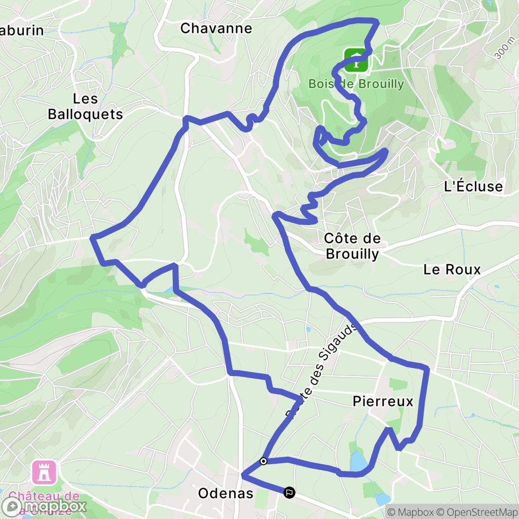 Odenas : carte du parcours de randonnée - France