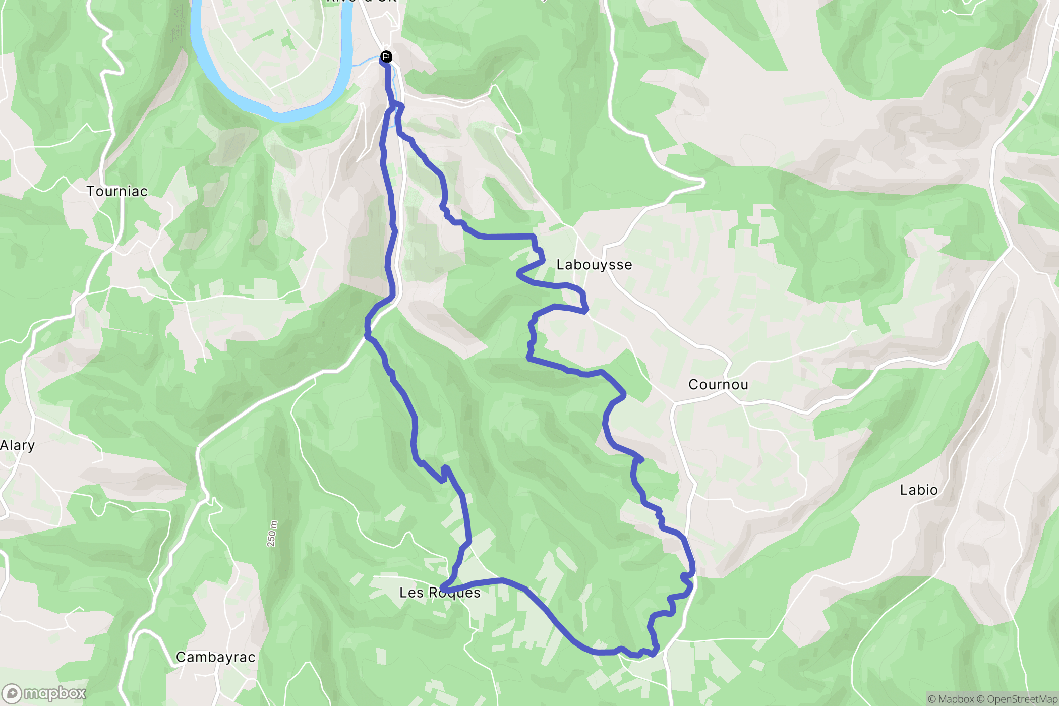 Saint-Vincent-Rive-d'Olt : carte du parcours de randonnée - France