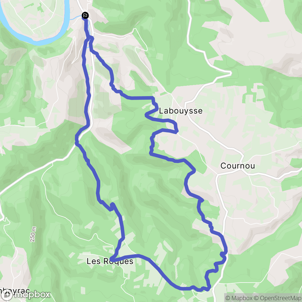 Saint-Vincent-Rive-d'Olt : carte du parcours de randonnée - France