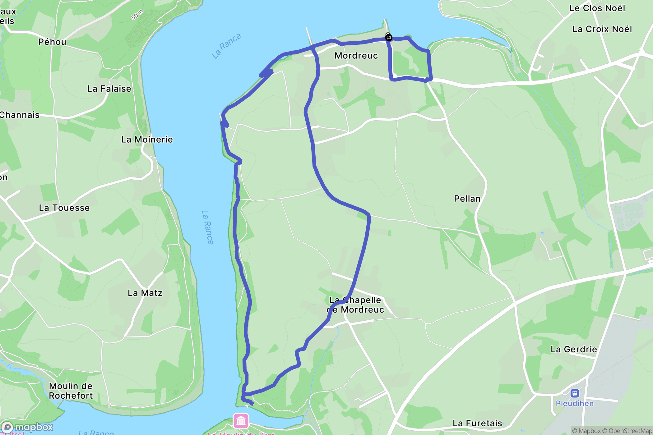 Pleudihen-sur-Rance : carte du parcours de randonnée - France