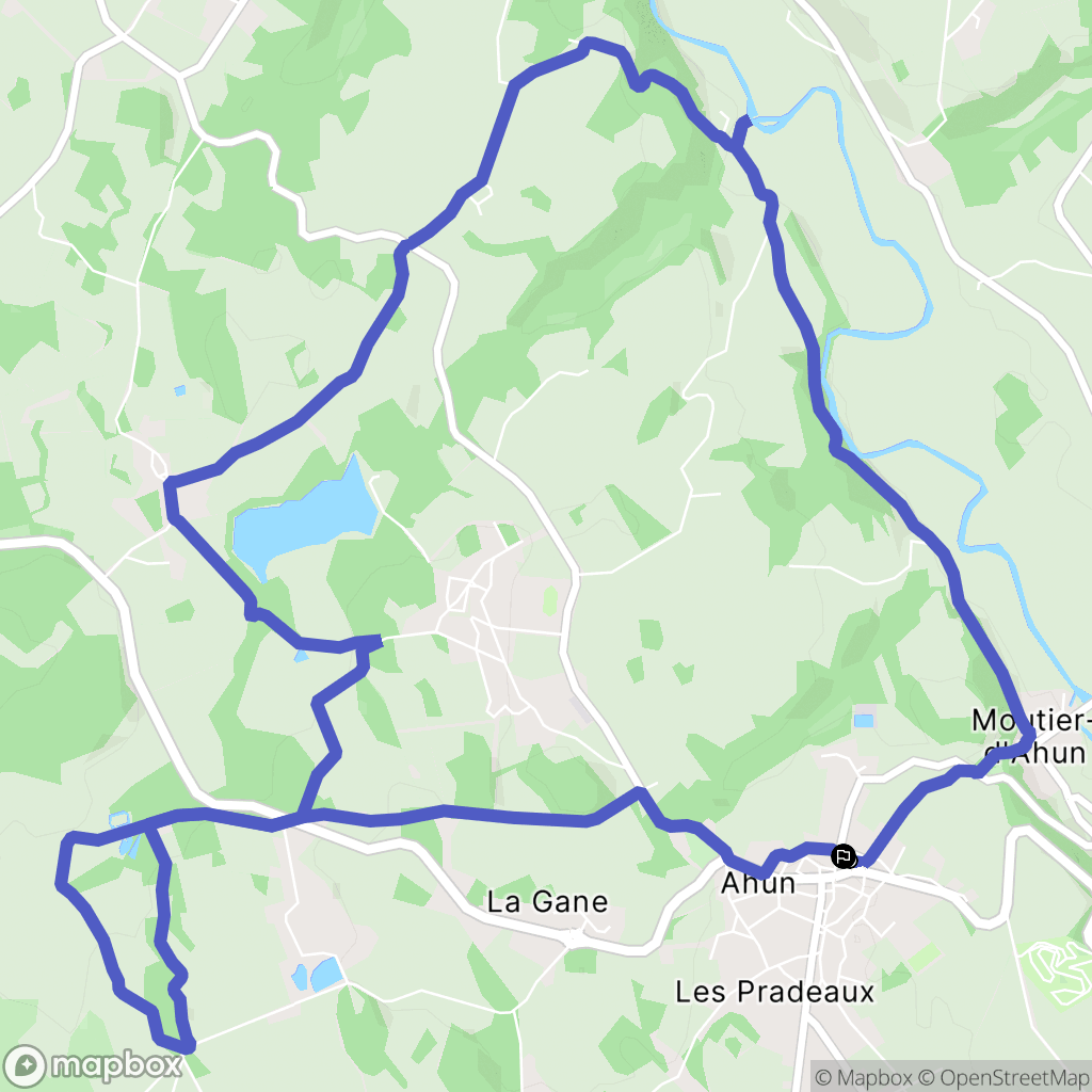 Ahun : carte du parcours de randonnée - France