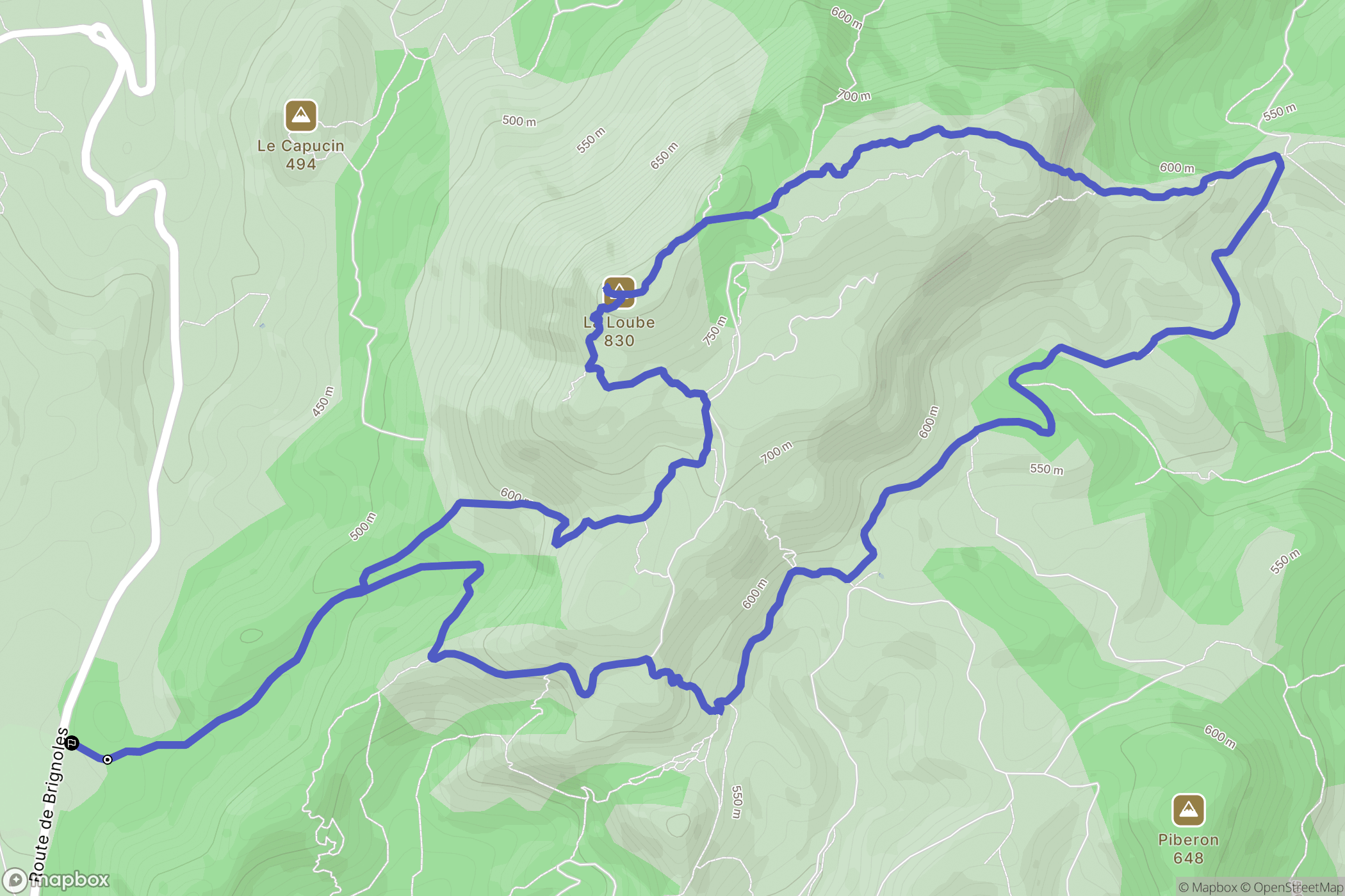 La Roquebrussanne : carte du parcours de randonnée - France