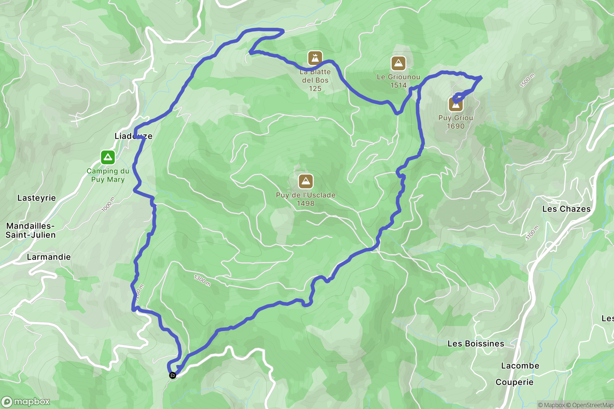 Saint-Jacques-des-Blats : carte du parcours de randonnée - France