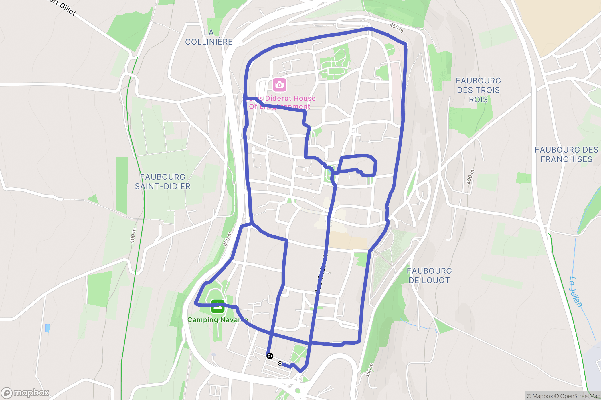 Langres : carte du parcours de randonnée - France