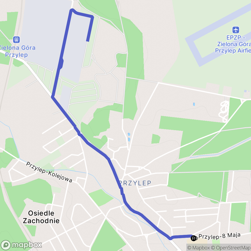 Zielona Góra: mapa trasy - Poland