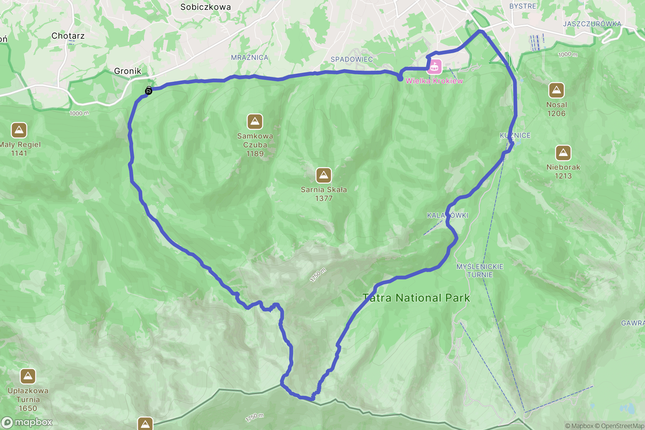Kościelisko: mapa trasy - Poland