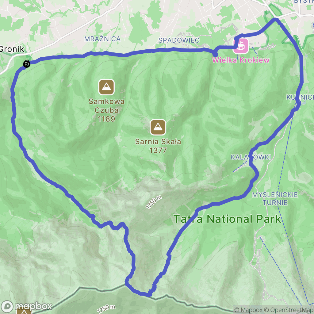 Kościelisko: mapa trasy - Poland