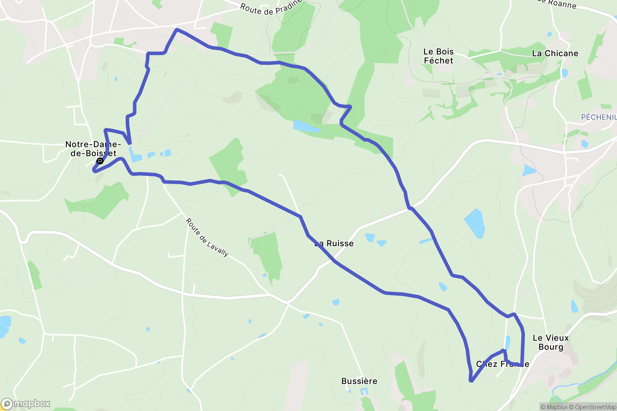 Notre-Dame-de-Boisset : carte du parcours de randonnée - France