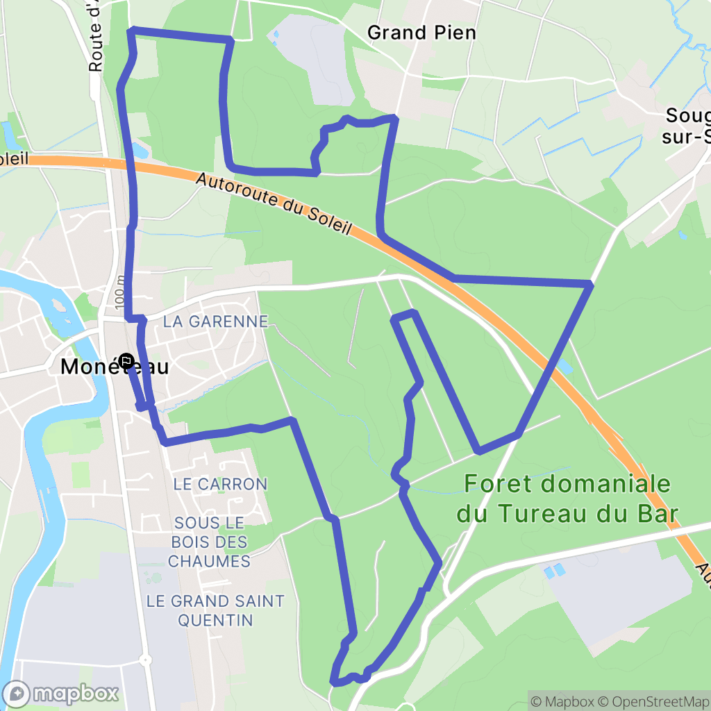 Monéteau : carte du parcours de randonnée - France