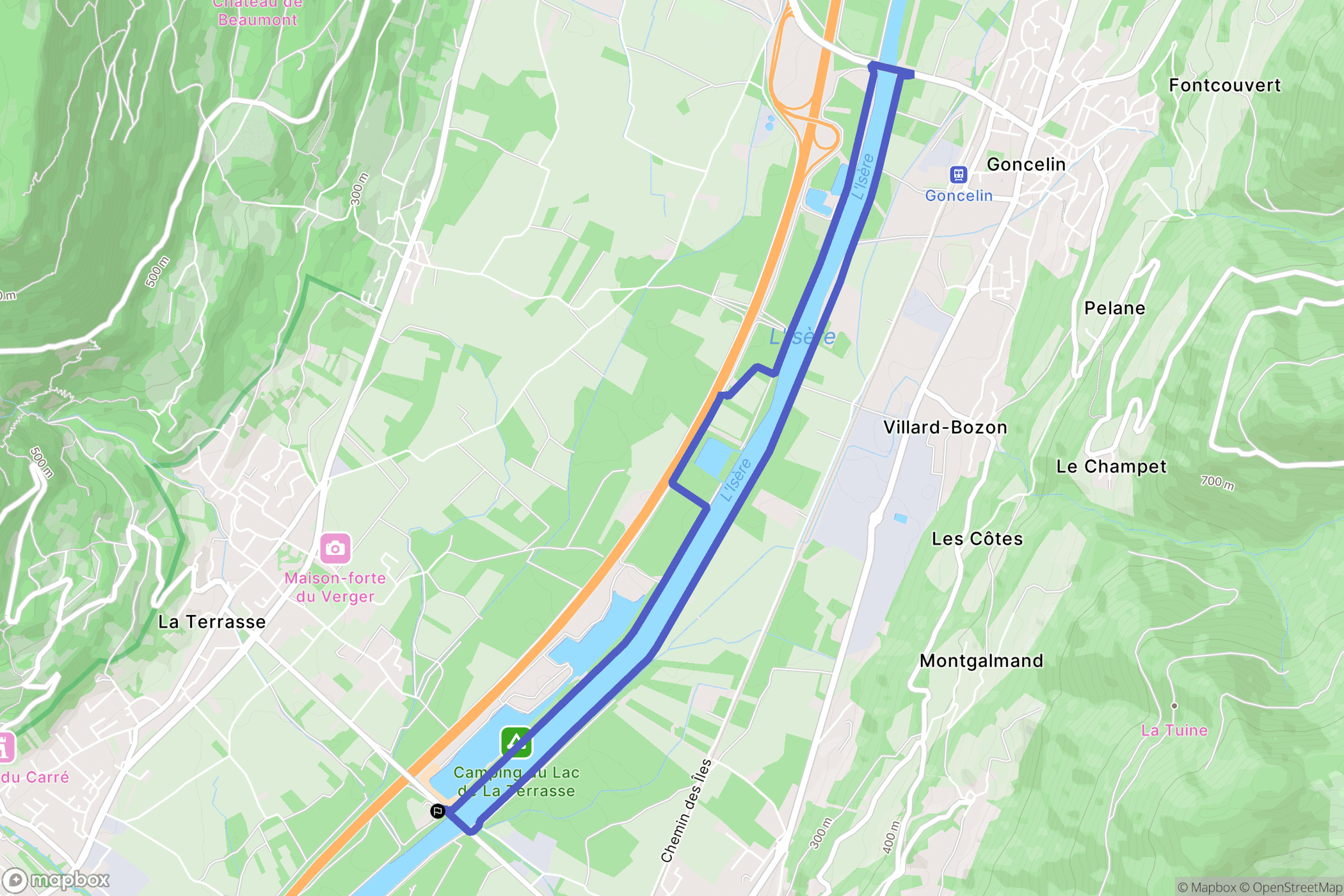 La Terrasse : carte du parcours de randonnée - France
