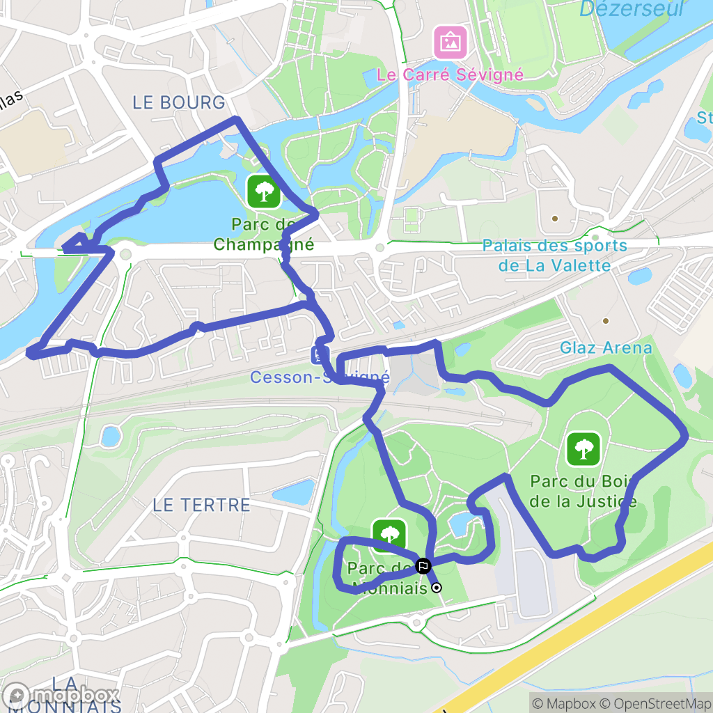 Cesson-Sévigné : carte du parcours de randonnée - France
