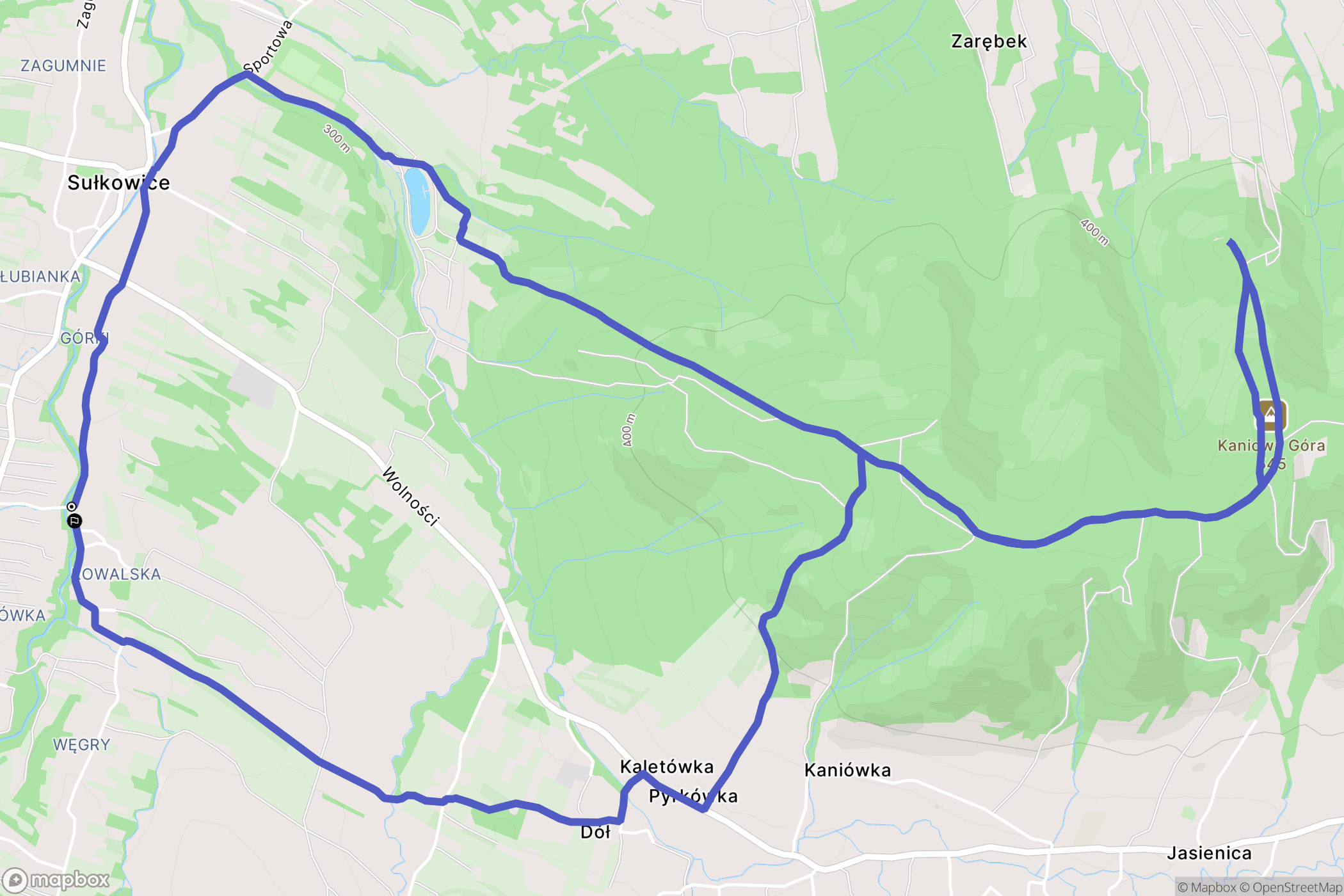 Sułkowice: mapa trasy - Poland