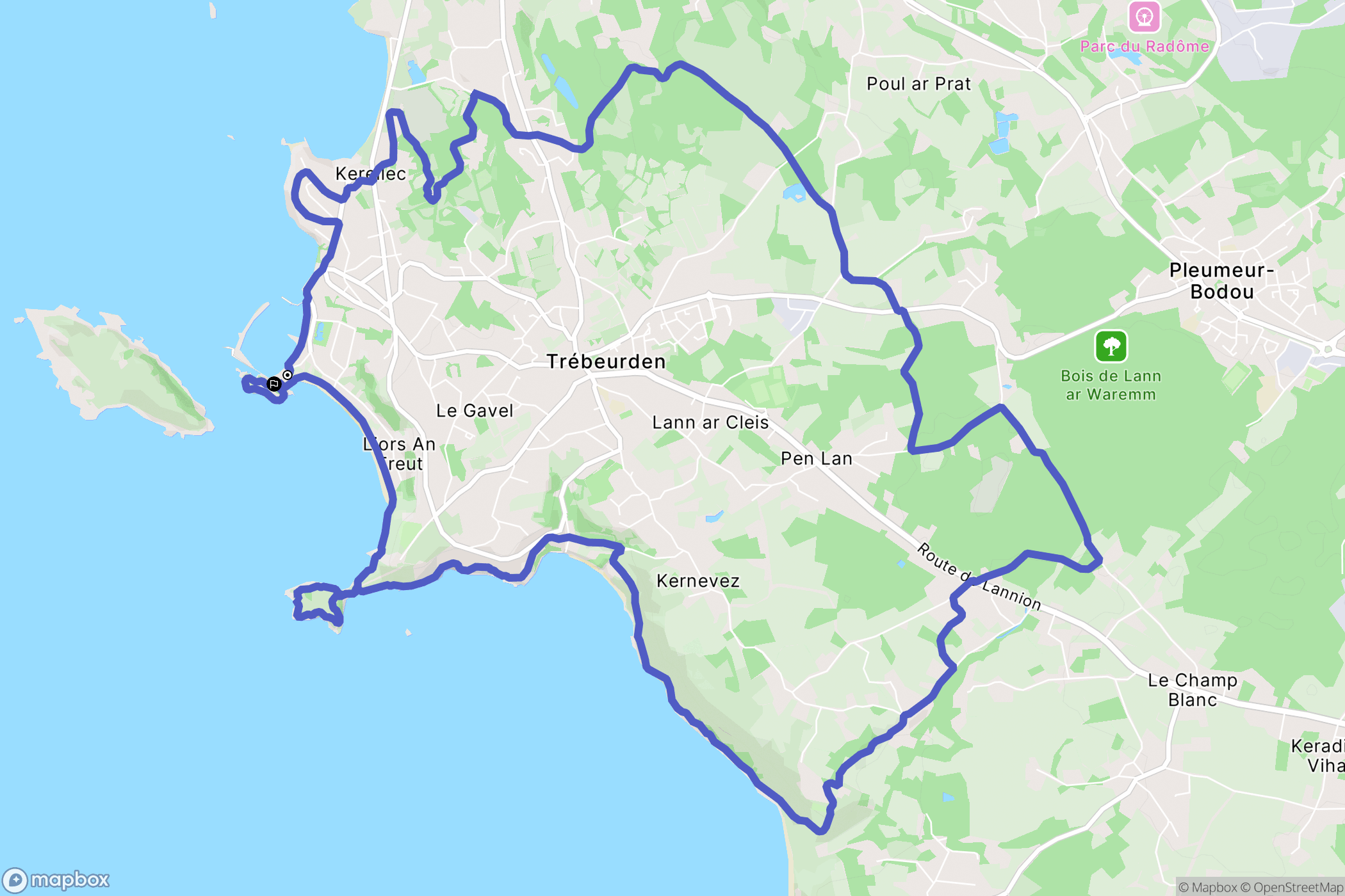Trébeurden : carte du parcours de randonnée - France