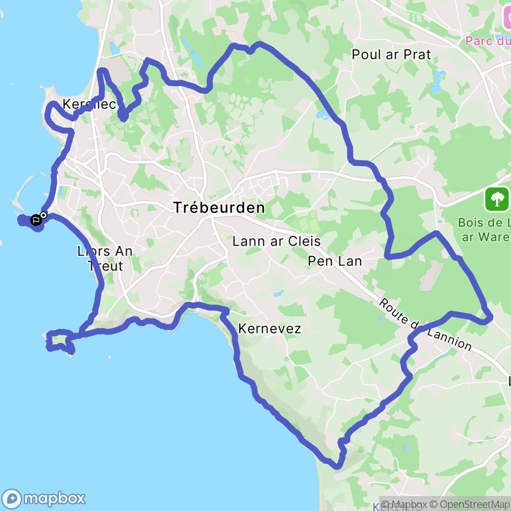 Trébeurden : carte du parcours de randonnée - France