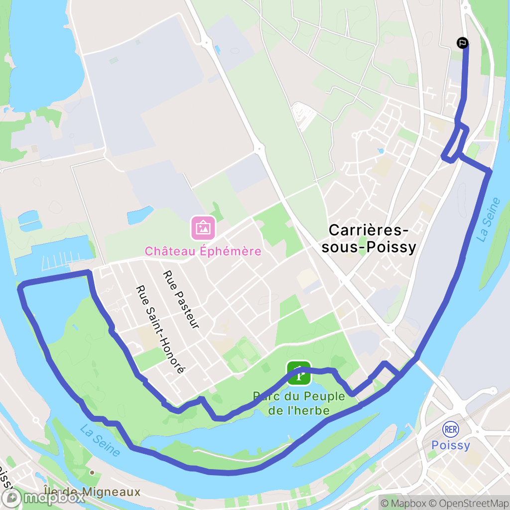Carrières-sous-Poissy : carte du parcours de randonnée - France