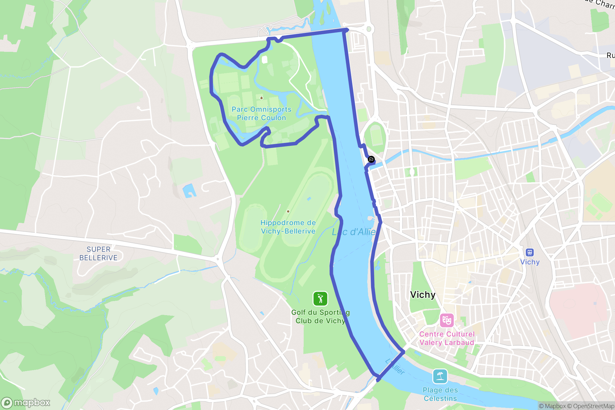 Vichy : carte du parcours de randonnée - France