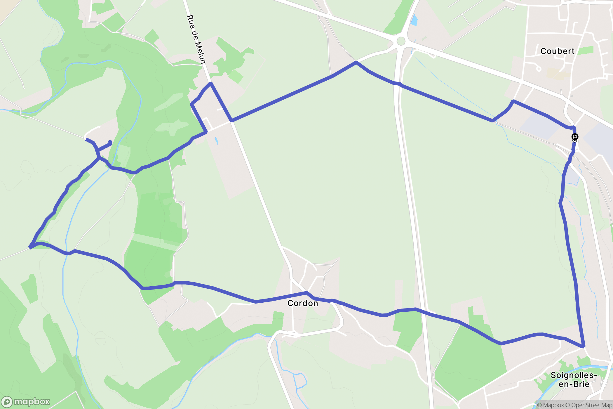 Coubert : carte du parcours de randonnée - France