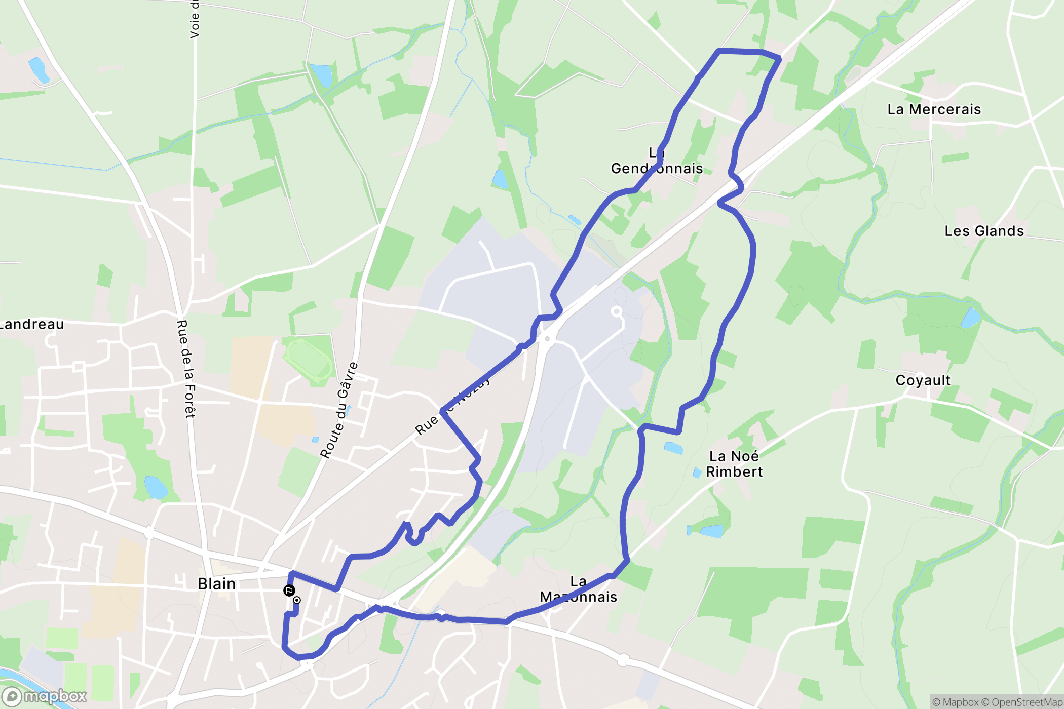Blain : carte du parcours de randonnée - France
