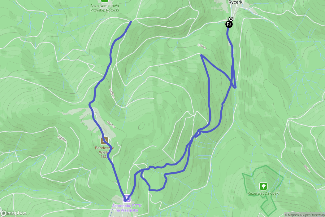 Rycerka Górna: mapa trasy - Poland