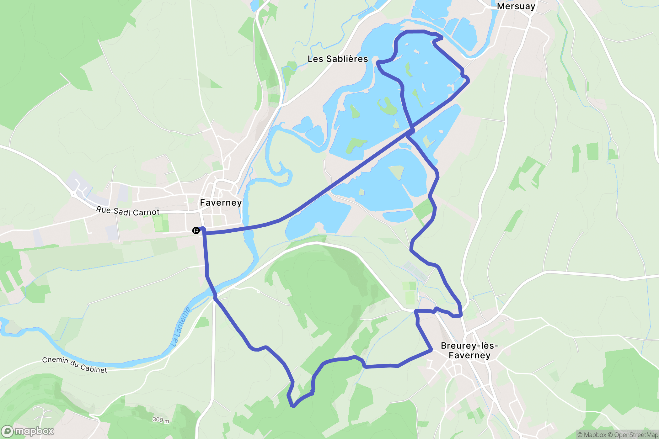 Faverney : carte du parcours de randonnée - France