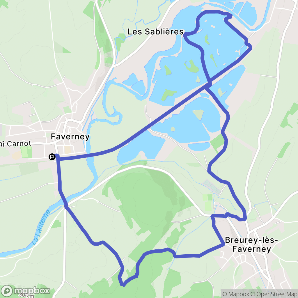 Faverney : carte du parcours de randonnée - France