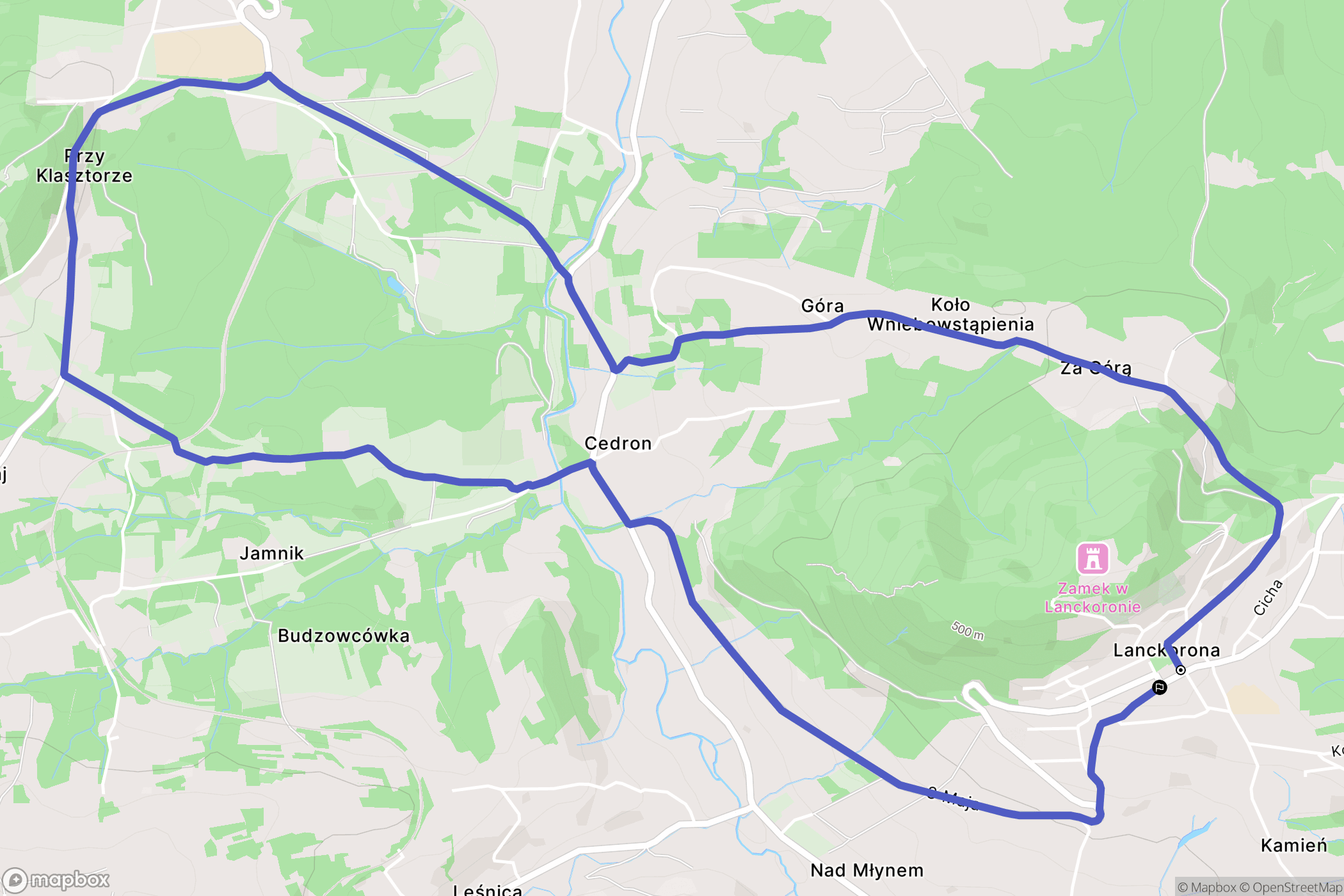 Lanckorona: mapa trasy - Poland