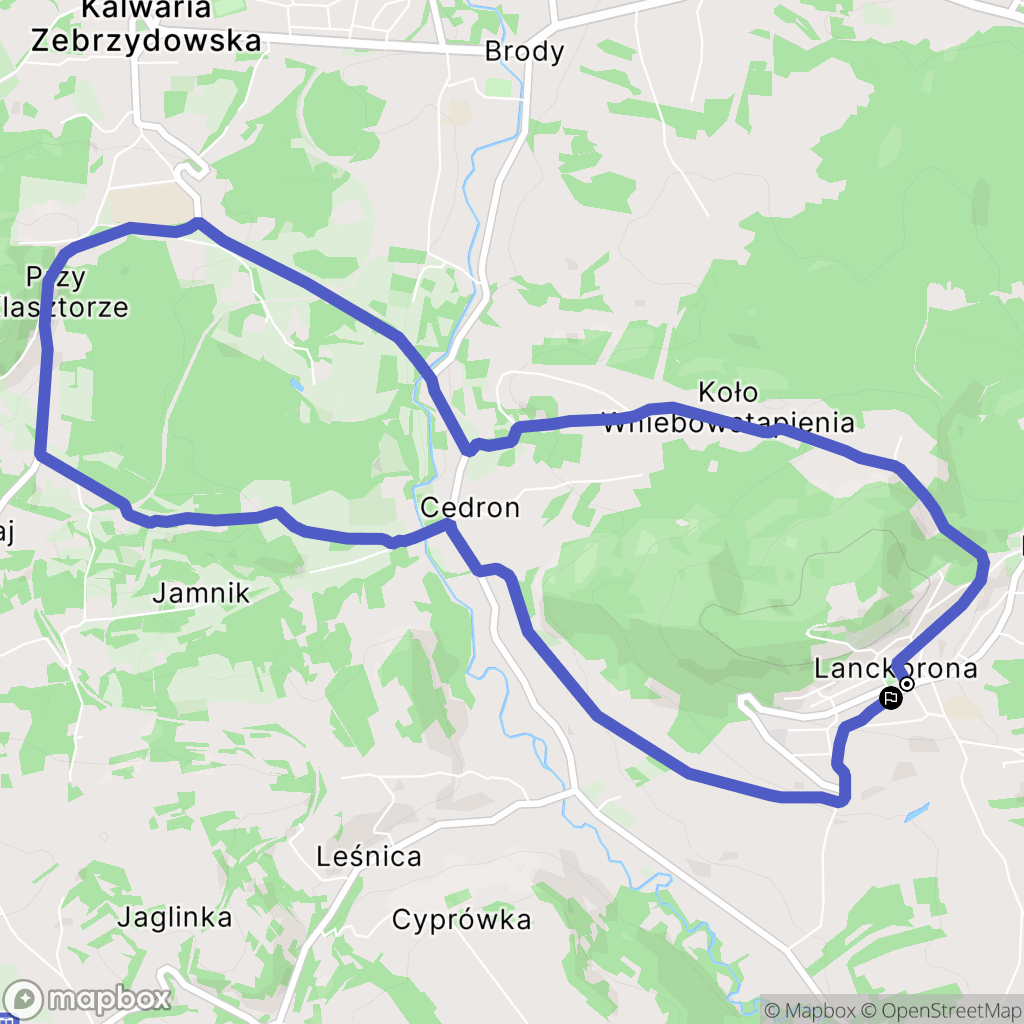 Lanckorona: mapa trasy - Poland