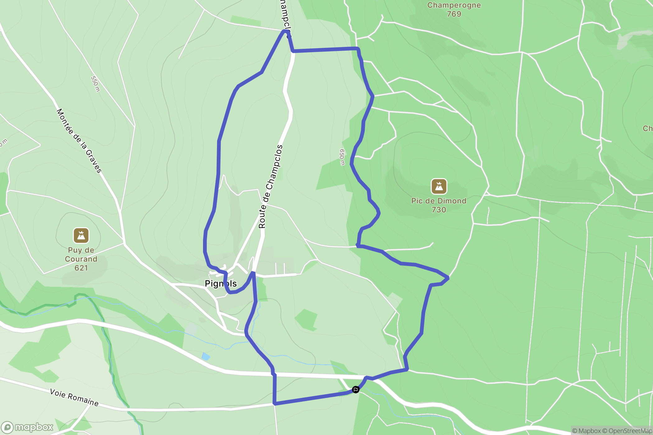Pignols : carte du parcours de randonnée - France