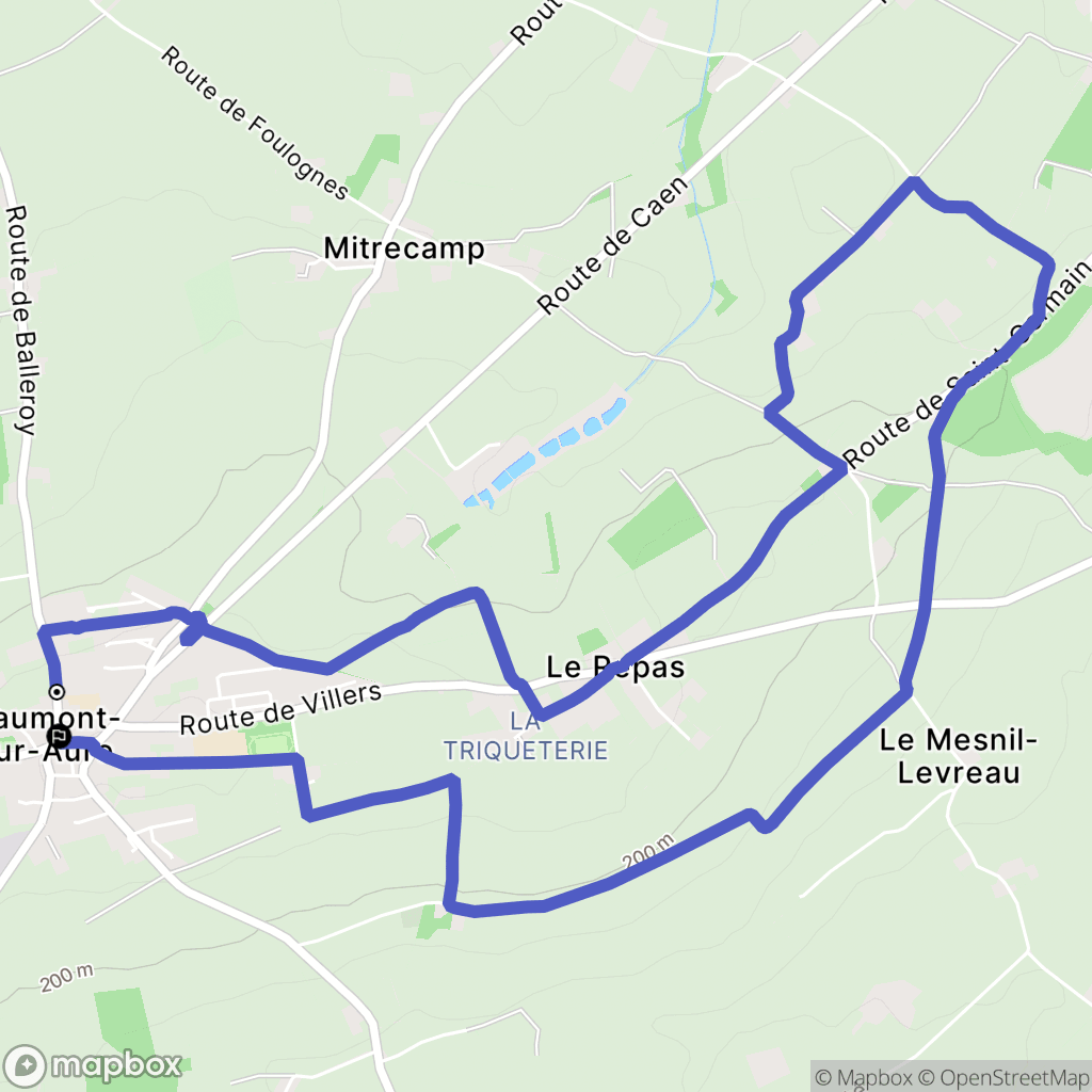 Caumont-sur-Aure : carte du parcours de randonnée - France