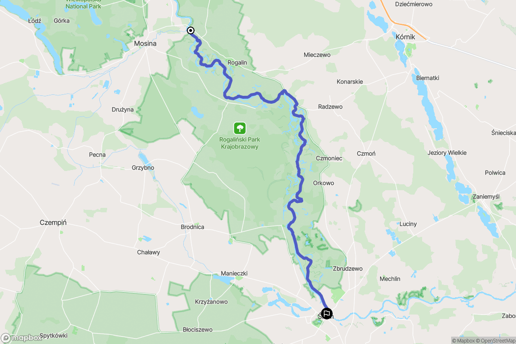 Rogalinek: mapa trasy - Poland
