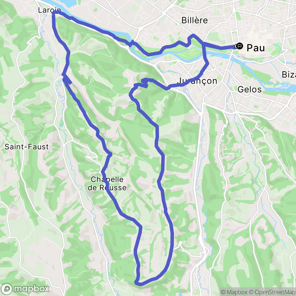 Pau : carte du parcours de randonnée - France