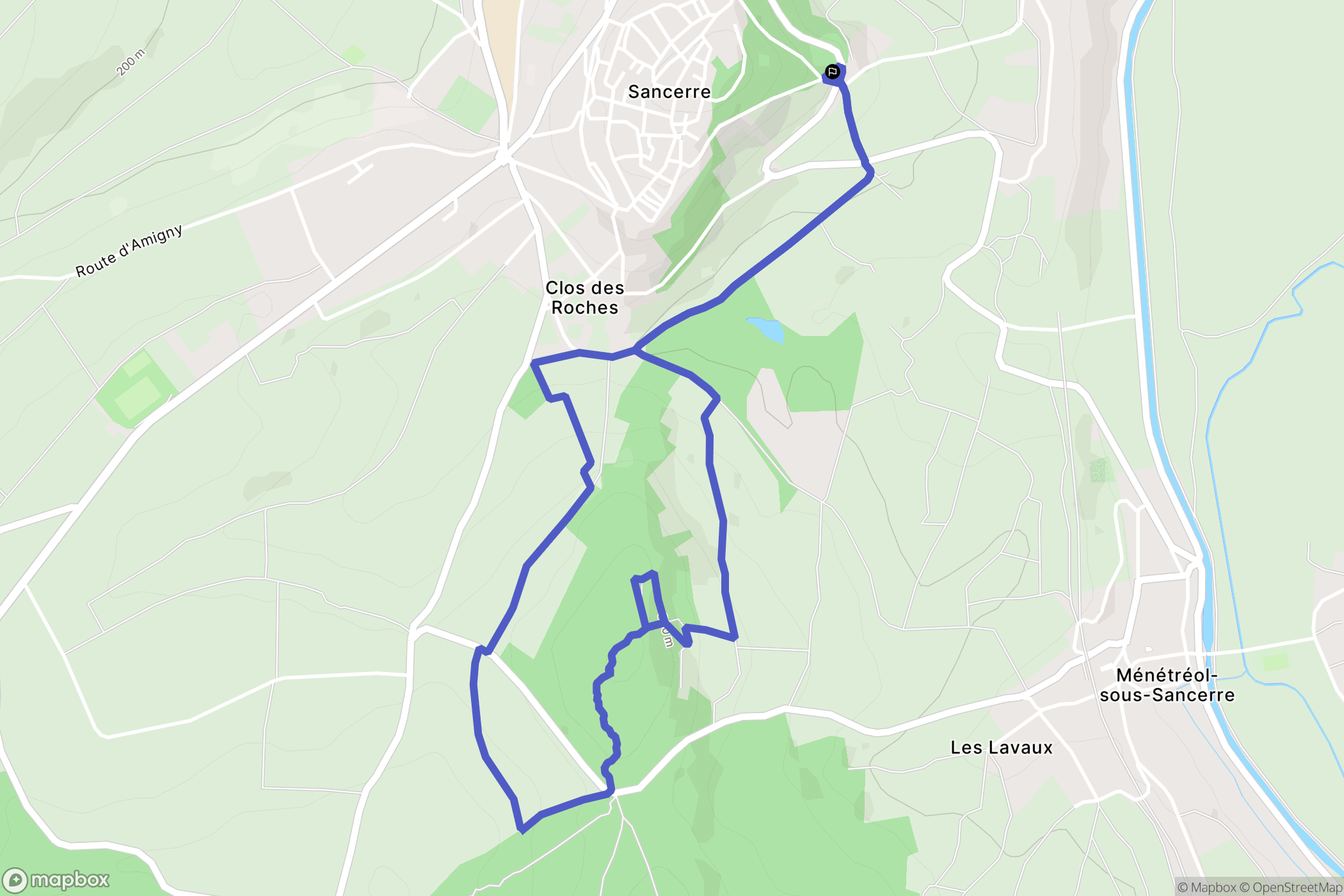 Sancerre : carte du parcours de randonnée - France