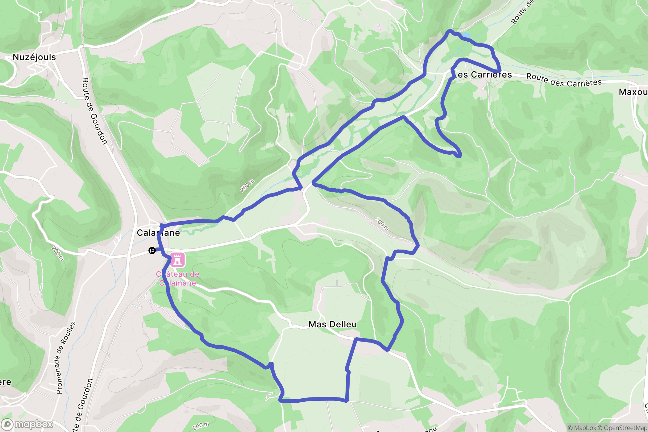Calamane : carte du parcours de randonnée - France