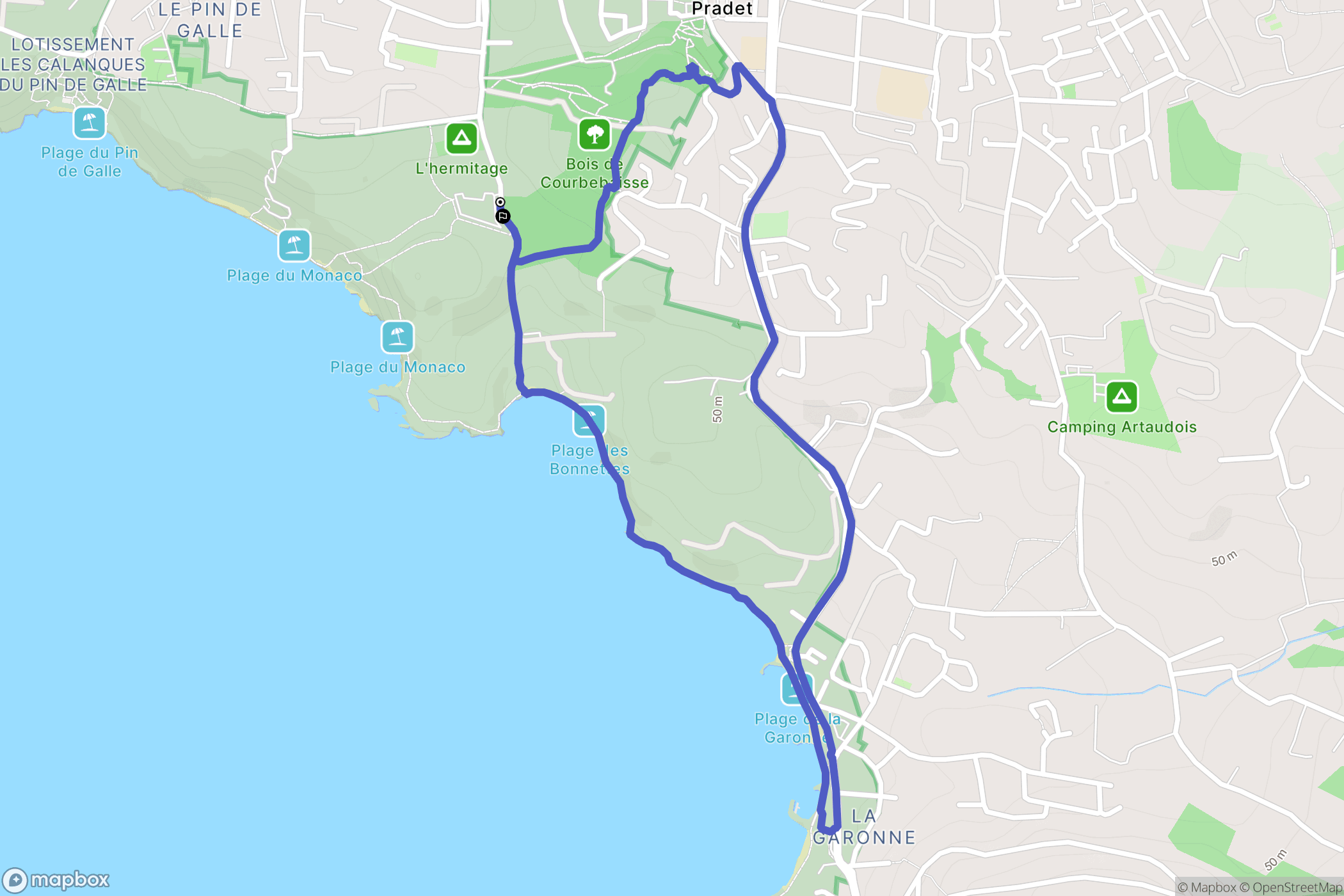 Le Pradet : carte du parcours de randonnée - France