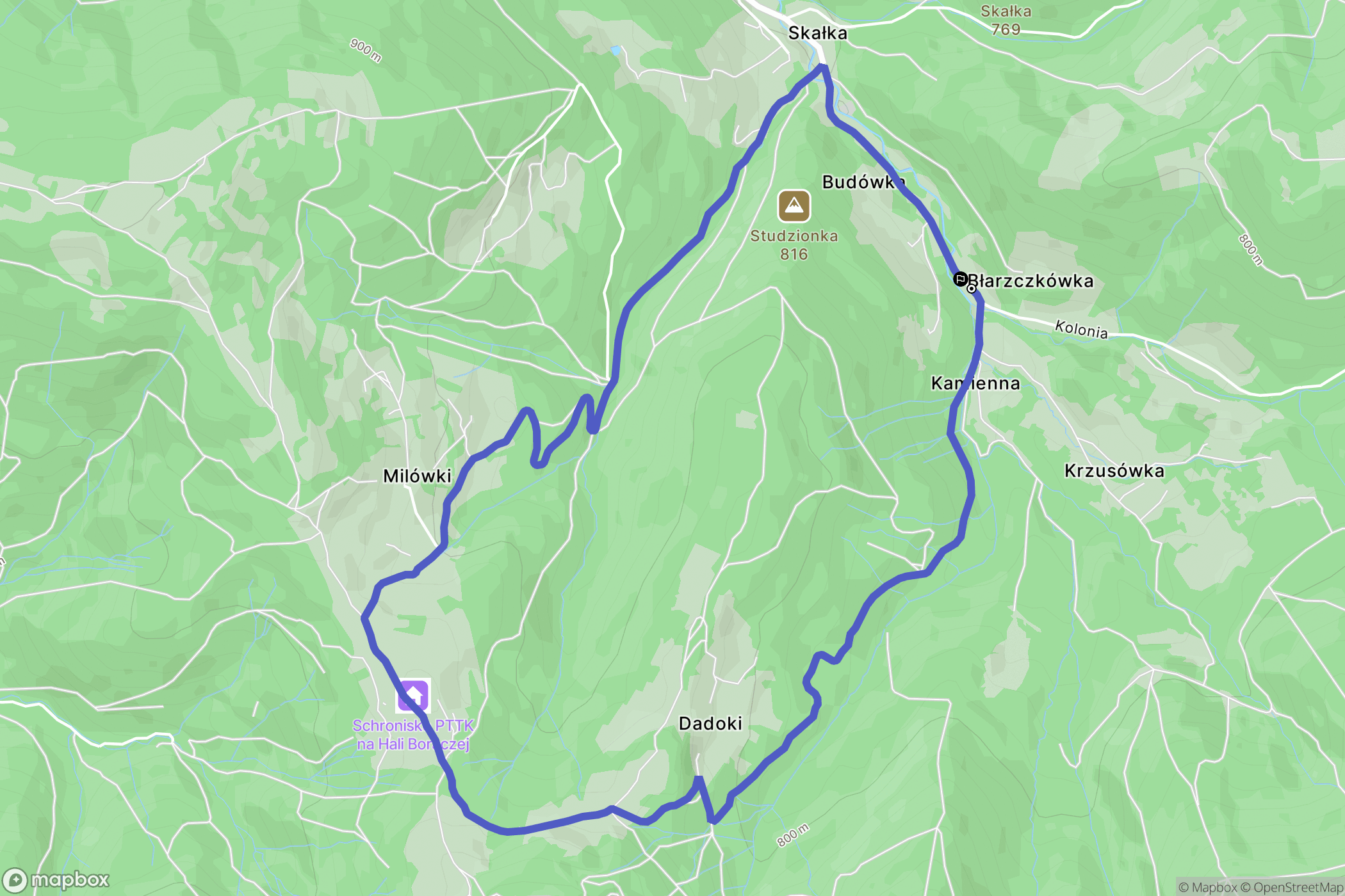 Żabnica: mapa trasy - Poland