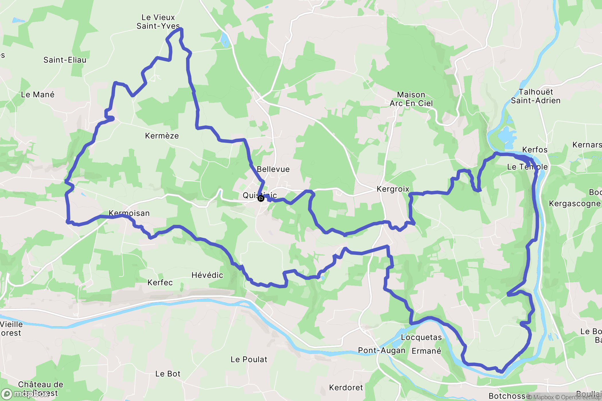 Quistinic : carte du parcours de randonnée - France